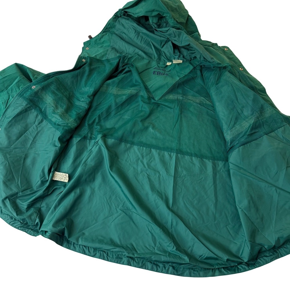 Eddie Bauer EBtek Mens XL Green Hooded Rain Jacket Sympatex Vintage 23701 - Picture 3 of 16